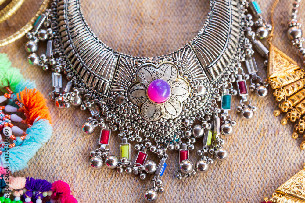 Asia, India, State of Gujarat, Bhuj, Meghwal. Bhirandiyara. Jewelry.