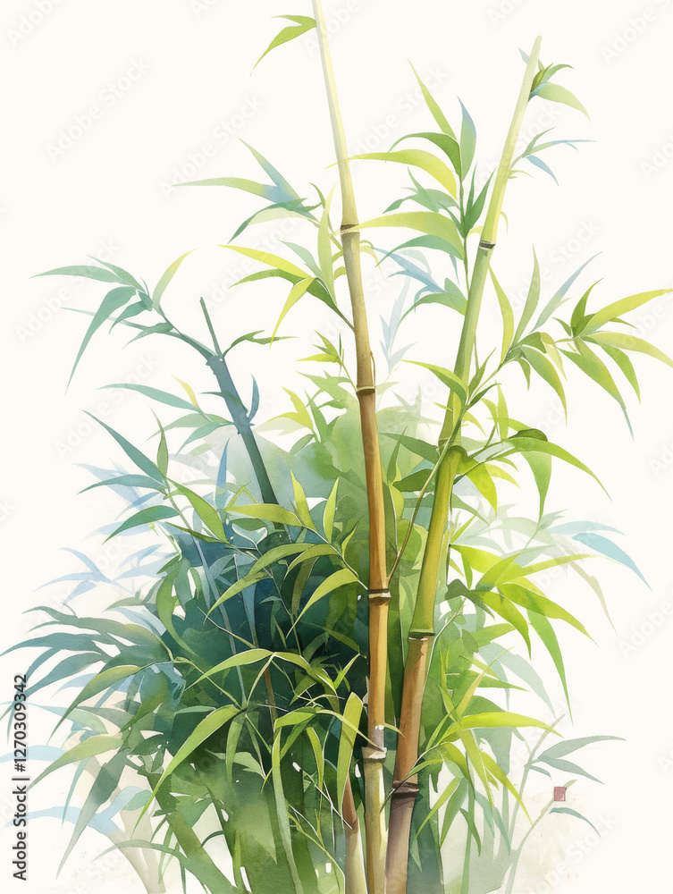 Obraz premium Bamboo watercolor hand-painted decorative elements