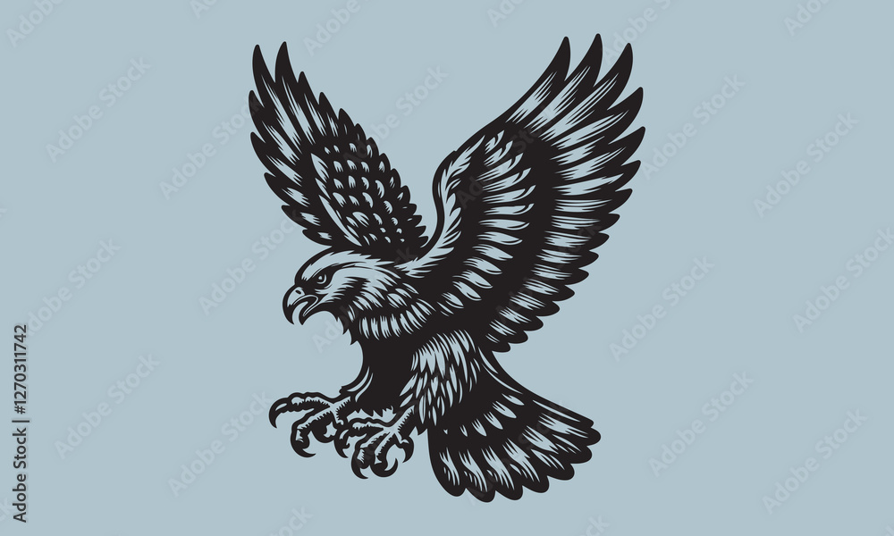 Obraz premium falcon silhouette vector art illustration white background bird, wing, flying, freedom, illustration, animal, design, symbol, vector, angel, eagle, feather, fly, silhouette, tattoo, wildlife, dove,