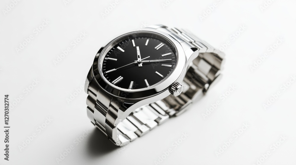 Elegant Silver Wristwatch Isolated on a White Background Elegant Silver Wristwatch Isolated on a White Background