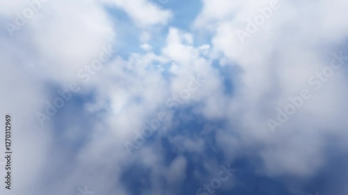 空に浮かぶ雲海をゆっくりと進むシームレスなループ映像