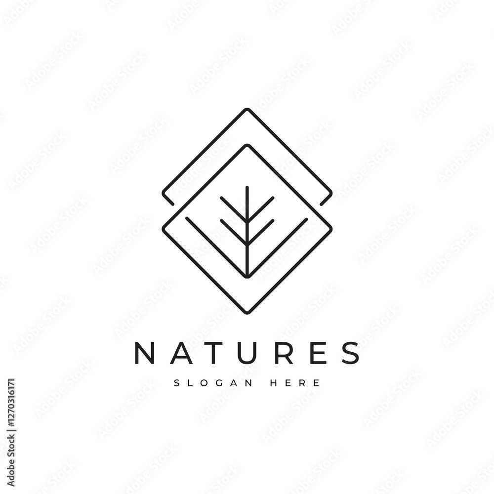leaf hexagon nature line logo design vector leaf hexagon nature line logo design vector