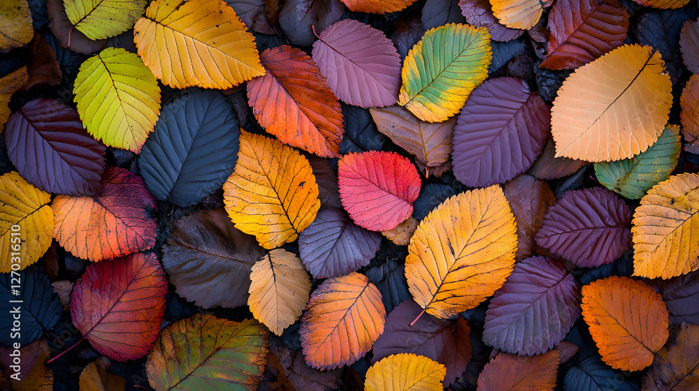 Colorful Autumn Leaves Spread Across the Ground in a Natural Arrangement Colorful Autumn Leaves Spread Across the Ground in a Natural Arrangement
