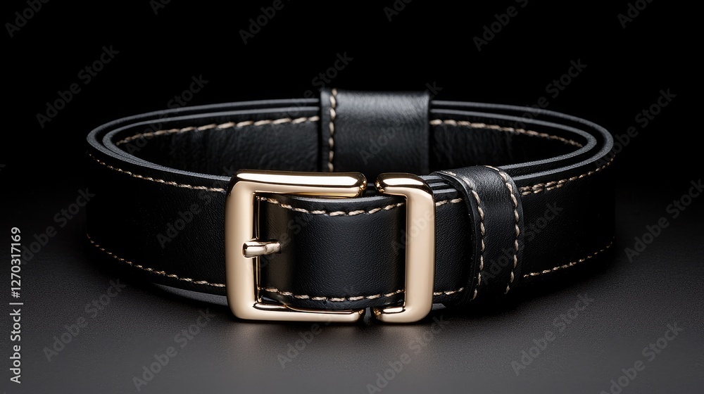 Black Leather Belt on Dark Background. Possible use Product Photography Black Leather Belt on Dark Background. Possible use Product Photography