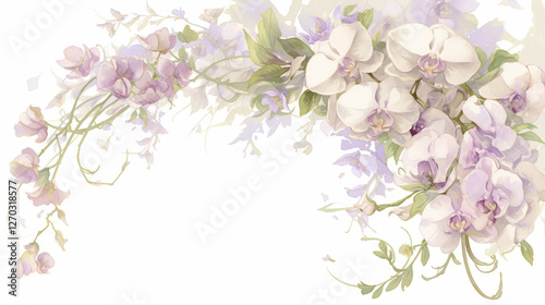Orchid watercolor hand-painted decorative elements
