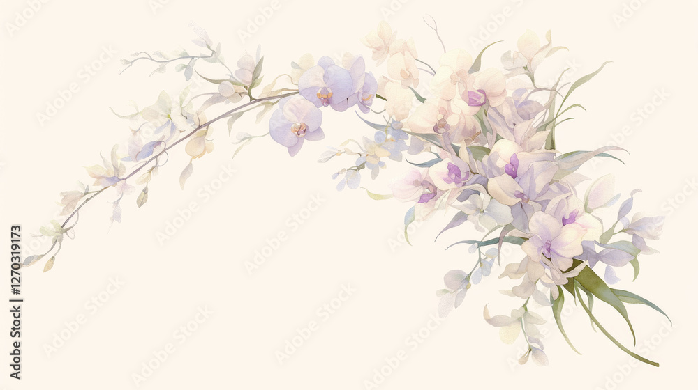 Fototapeta premium Orchid watercolor hand-painted decorative elements