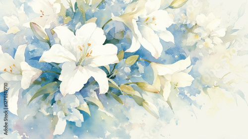 Lily watercolor hand-painted decorative elements
