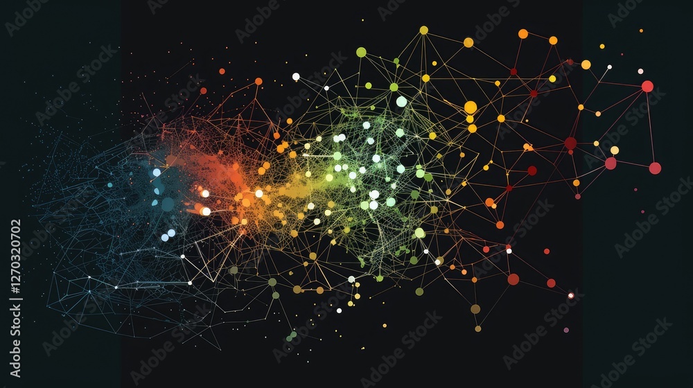 Fototapeta premium Vibrant Abstract Visualization of Interconnected Data and Networks