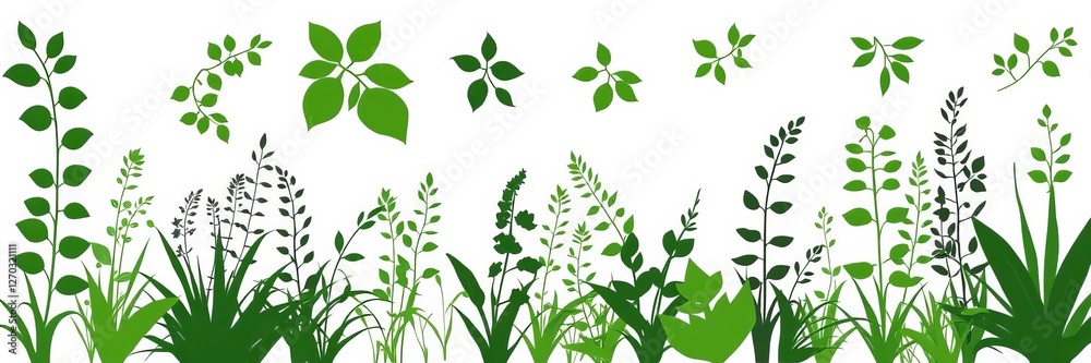 Various silhouettes of bush, grass, shrub, and herb plants in vector format for design projects, foliage, set, vector Various silhouettes of bush, grass, shrub, and herb plants in vector format for design projects, foliage, set, vector