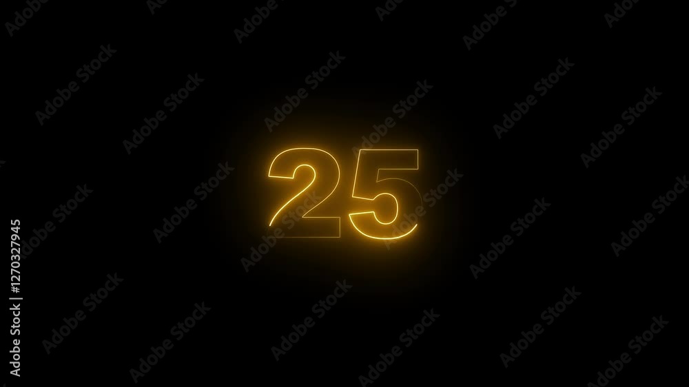 Glowing neon number 25. various color looping trendy glowing neon numeric, Educational mathematics 25 animation. Glowing neon number 25. various color looping trendy glowing neon numeric, Educational mathematics 25 animation.