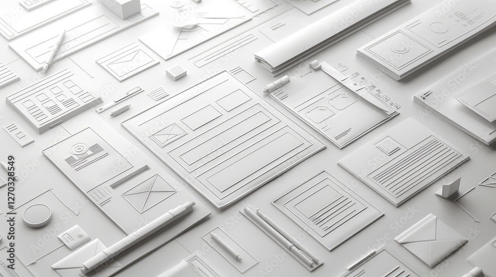 White Paper Design Layout Concept with Stationery