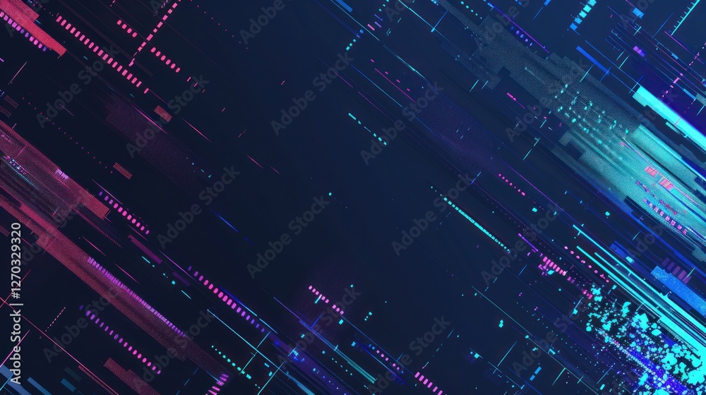 Obraz premium Abstract Digital Art with Neon Lines