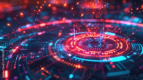 Wallpaper Mural Vibrant Futuristic Digital Interface with Holographic Elements Torontodigital.ca