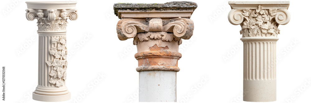 Fototapeta premium Classical Columns Showcasing Diverse Architectural Details