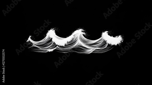 Abstract representation of ocean waves in motion against a black background, showcasing fluidity