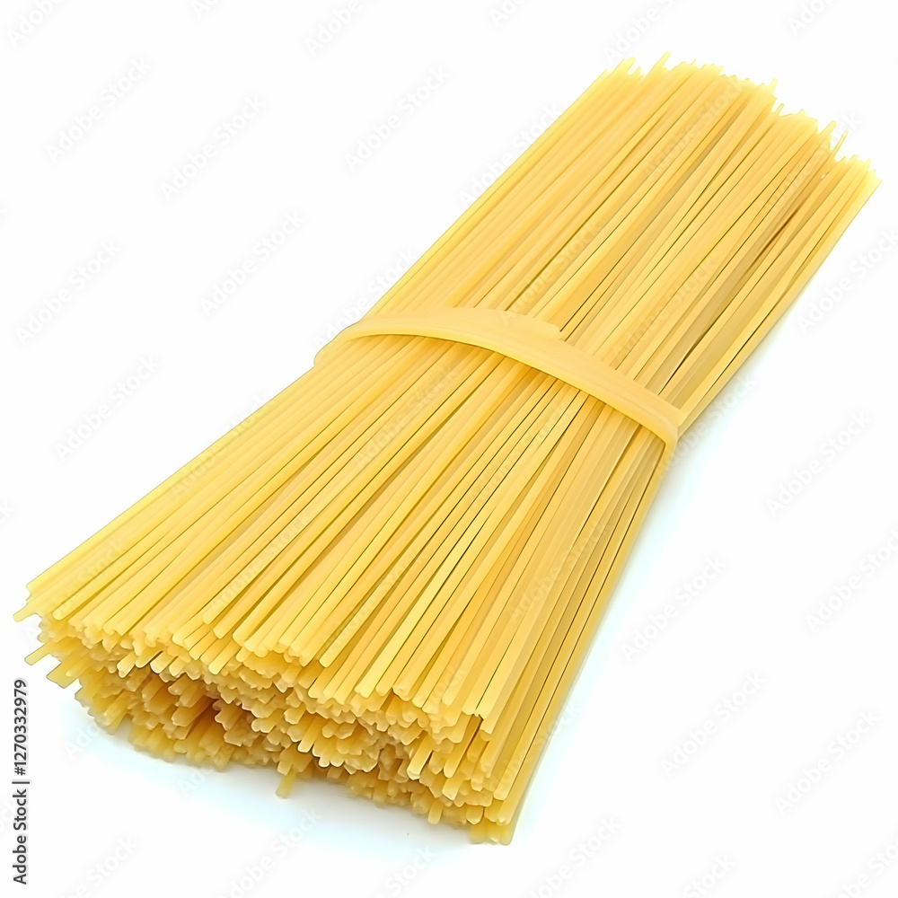 Uncooked spaghetti bundle on white background Uncooked spaghetti bundle on white background
