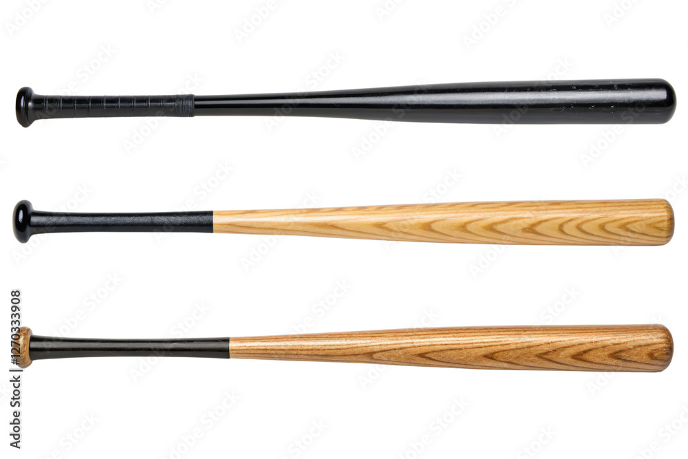 Three baseball bats isolated with transparent background Three baseball bats isolated with transparent background