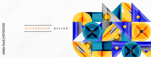 Dynamic geometric composition with sharp angles, circular forms, and gradient colors