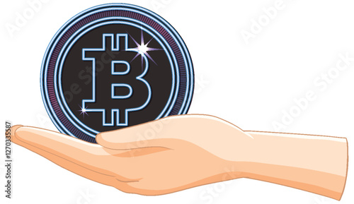 Hand Holding a Bitcoin Symbol