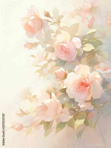 Rose watercolor hand-painted decorative elements