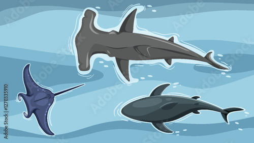 Marine Biodiversity: Ocean Creatures Top View