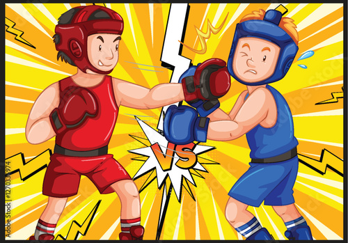 Dynamic Boxing Match Illustration