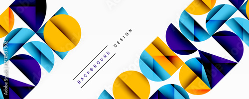 Abstract geometric pattern with intersecting circles and triangles in gradients. The high-contrast composition creates depth and a dynamic, modern aesthetic