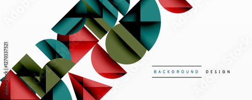 Abstract geometric pattern with intersecting circles and triangles in gradients. The high-contrast composition creates depth and a dynamic, modern aesthetic