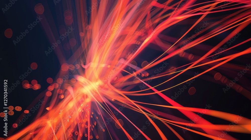 Obraz premium Abstract Dynamic Red Light Streaks on Black Background