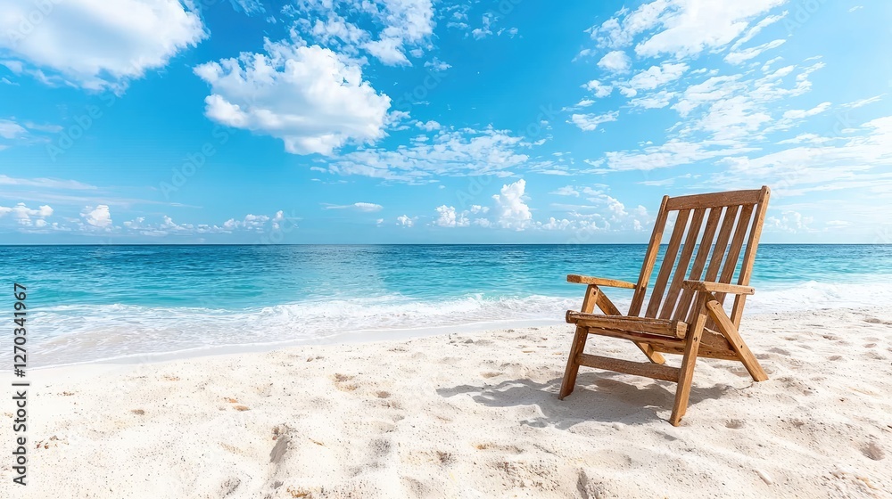 Beach chair relaxation, ocean view, sunny day, travel Beach chair relaxation, ocean view, sunny day, travel