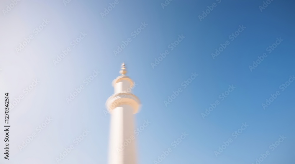 Minaret Standing Tall Against Clear Blue Sky in Middle Eastern Architecture Minaret Standing Tall Against Clear Blue Sky in Middle Eastern Architecture