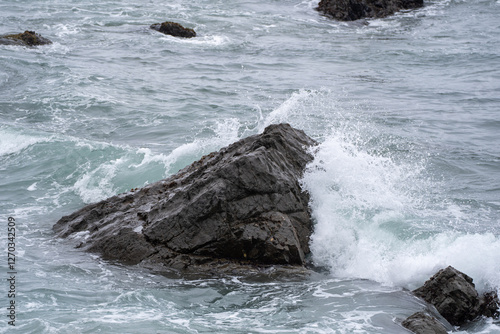 Fototapeta Naklejka Na Ścianę i Meble -  waves crashing on rocks