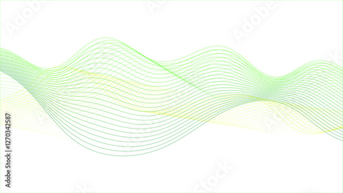 Elegant abstract background. Smoothly flowing light green and yellow waves on a white background.