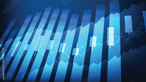 finance background. stock market and business investment concept. bar chart with candlestick with line indicator