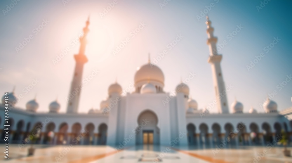 Fototapeta premium Grand Mosque Architecture with Minarets and Domes Against a Clear Sky