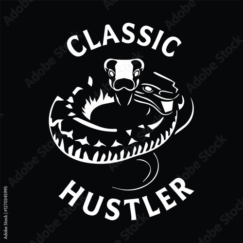 hustler slogan with black python vector illustration