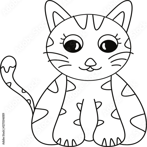 Photography Simple line drawings in the shape of animals, line drawings for coloring practice, cat drawings, line drawings for making coloring books, prints, covers, patterns on the surface of products