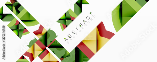 Abstract geometric artwork with interwoven angular and curved shapes, dynamic composition with smooth gradients and bold contrasts