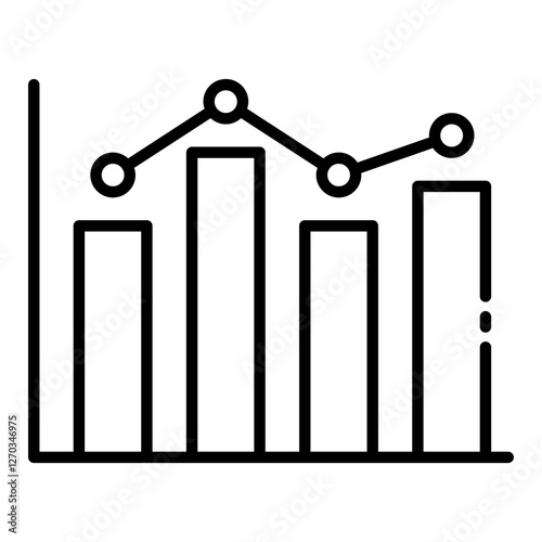 Bar chart outline icon for data visualization and statistical analysis