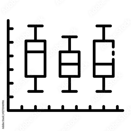 Box plot outline icon representing statistical data range and outlier detection