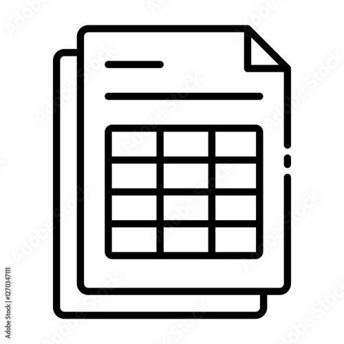Spreadsheet outline icon for data management and statistical organization
