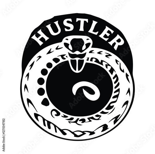 hustler slogan with black python vector illustration