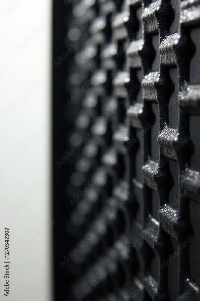 Abstract Close-up of a Dark Textured Surface with a Repeating Pattern of Raised Elements, Showing Depth and Shadow Abstract Close-up of a Dark Textured Surface with a Repeating Pattern of Raised Elements, Showing Depth and Shadow