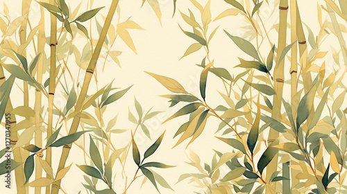 Bamboo watercolor hand-painted decorative elements