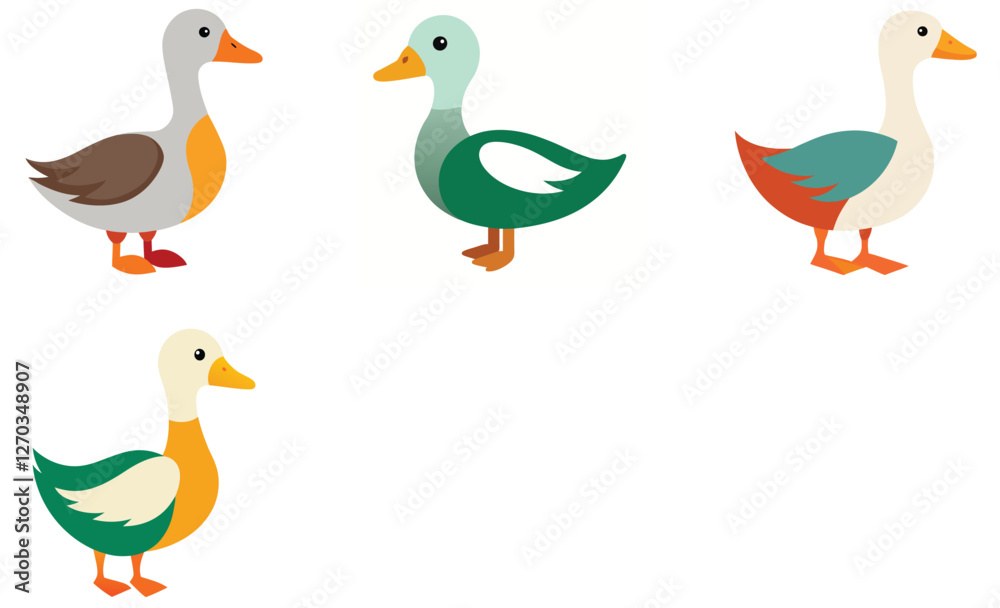 Obraz premium Eynesbury duck animals vector art set design on white background