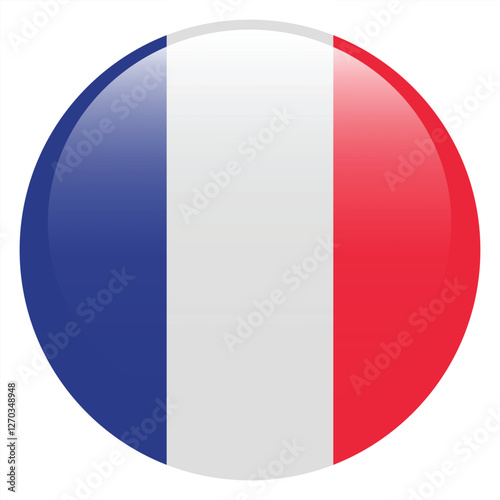 Flag of France. France round flag logo icon computer vector illustration design