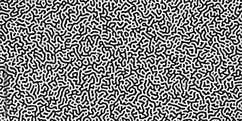 Organic seamless patterns with rounded lines Diffusion reaction background. Monochrome background of natural organic forms motion. Overlay template abstract Turing organic wallpaper background.