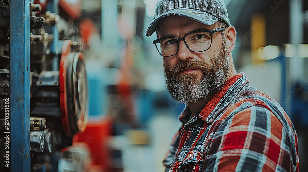 Skilled craftsman in a workshop with tools and machinery Skilled craftsman in a workshop with tools and machinery