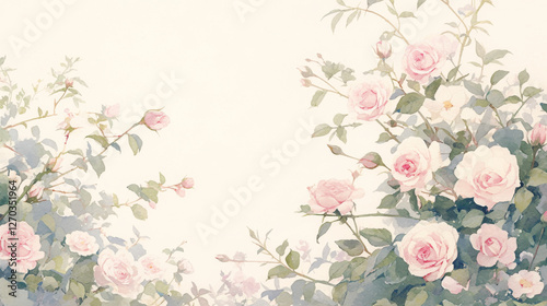 Rose watercolor hand-painted decorative elements