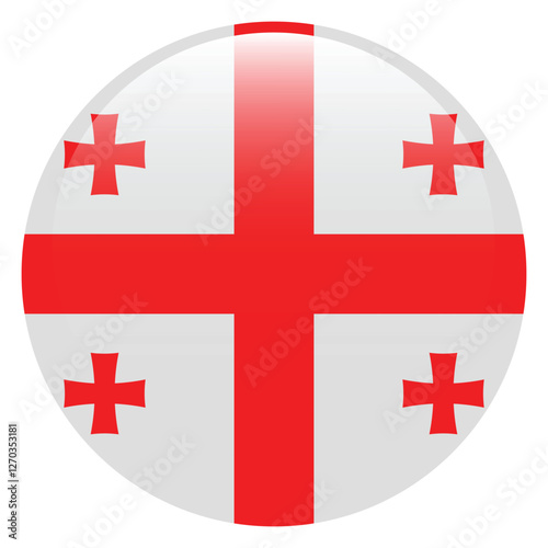 Flag of Georgia. Georgia round flag logo icon computer vector illustration design